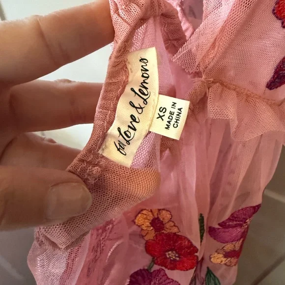 For Love And Lemons Pink Floral Mesh Backless Dress **MISSING THE SLIP*** - Picture 13 of 13